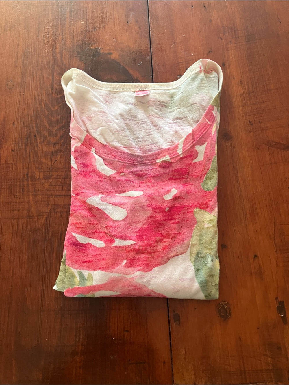 Scoop Neck Watercolor Print Tank Top in Pink & Green